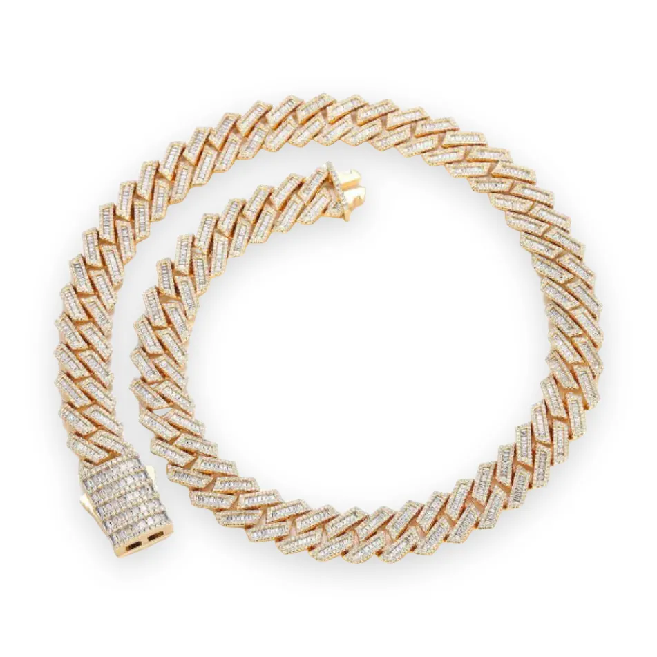 Baguette Prong Cuban Chain, 18mm
