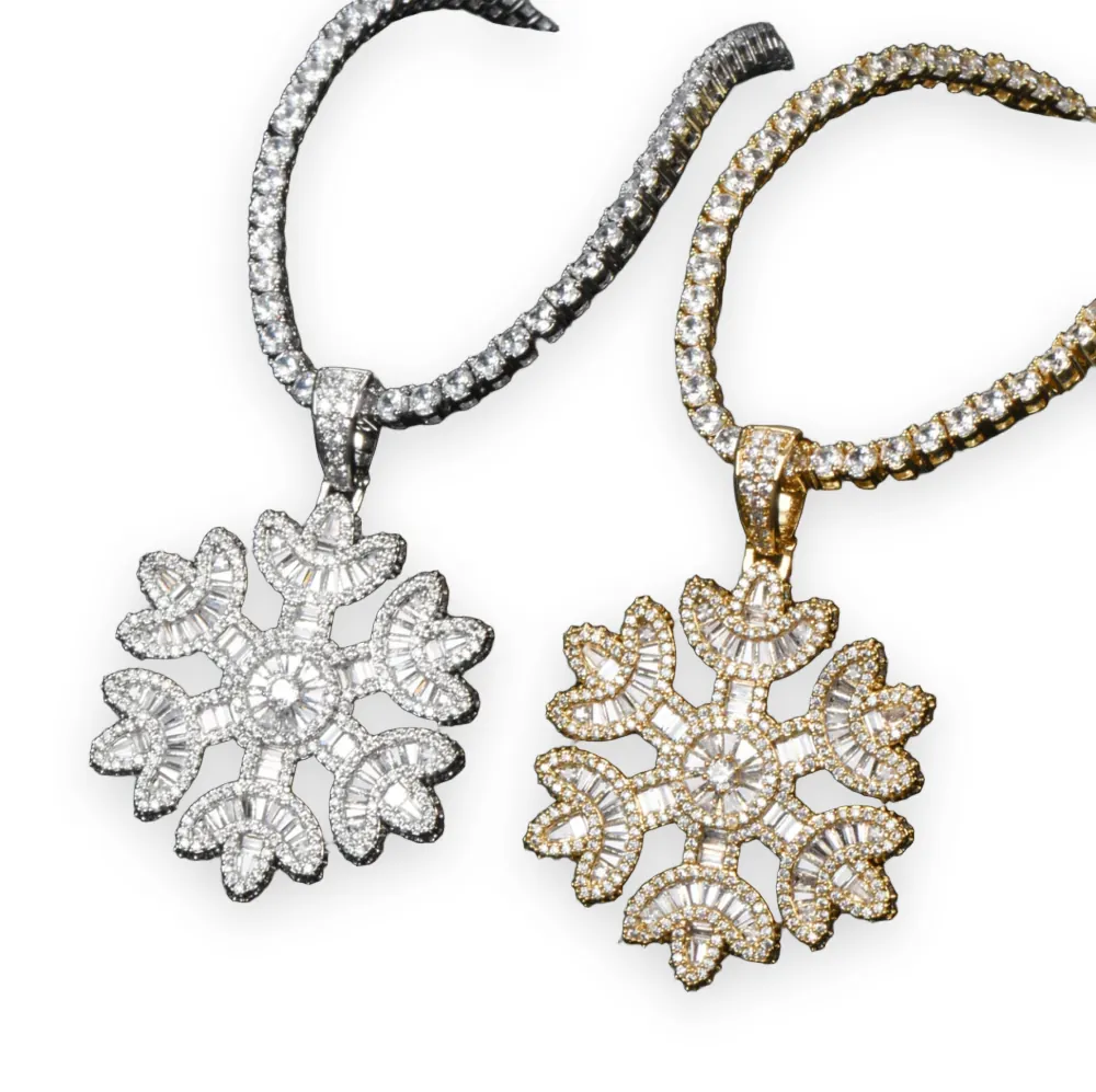 Baguette Snowflake Pendant