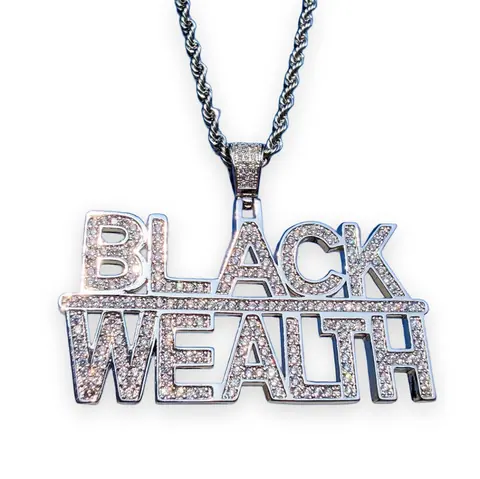 Black Wealth Block Letter Pendant