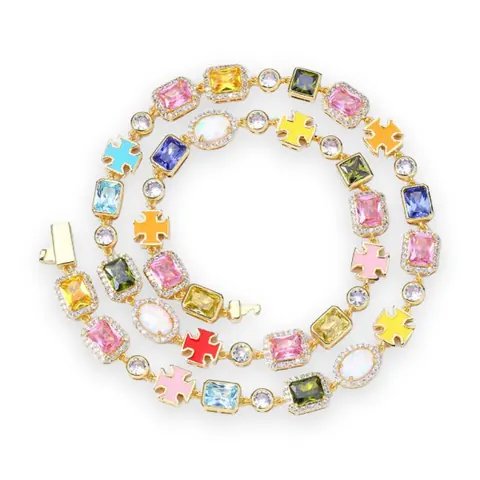 Bold Enamel Cross Gem Station Chain