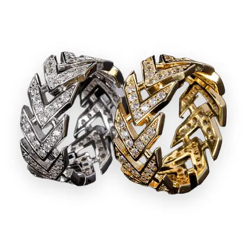 Chevron Link Pave Ring