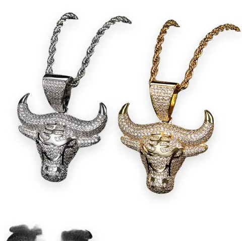 Iced Bull Head Pendant