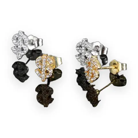 Iced Dollar Sign Stud Earrings