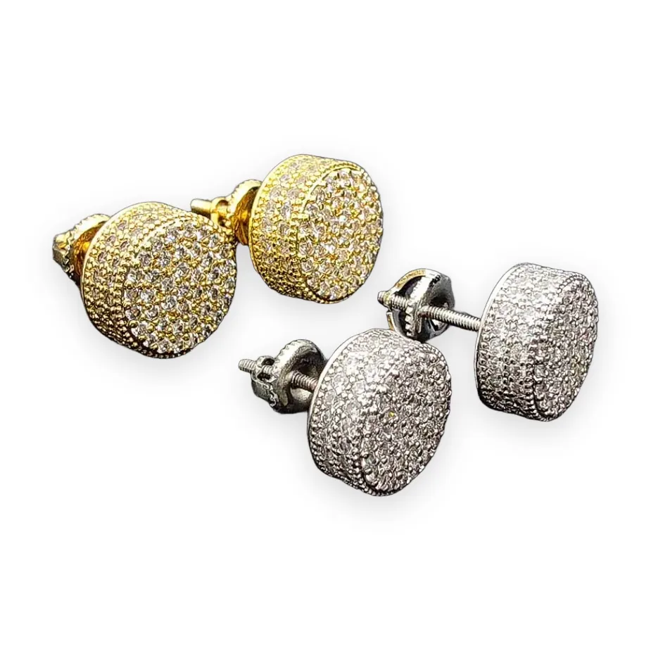 Iced Drum Stud Earrings