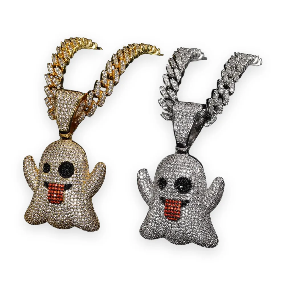 Iced Ghost Emoji Pendant