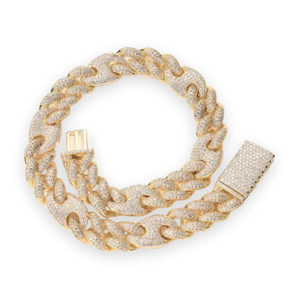 Iced Puffed Mariner Link Chain, 20mm