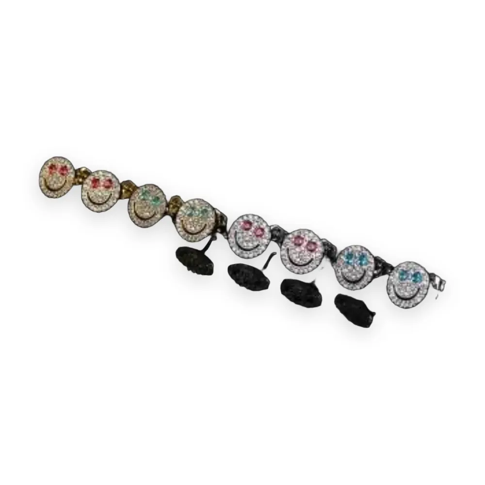 Iced Smiley Face Stud Earrings