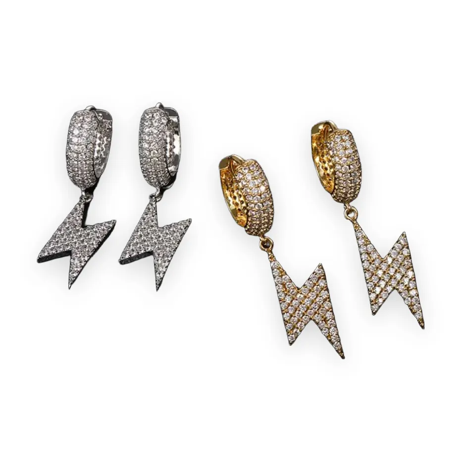 Lightning Bolt Huggie Drop Earrings
