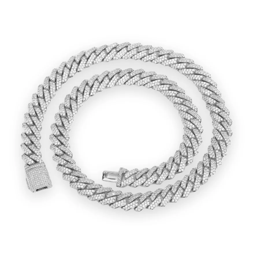 Pave Cuban Link Chain, 2-Row, 10mm 2-Row