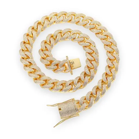 Polished-Edge Iced Cuban Chain