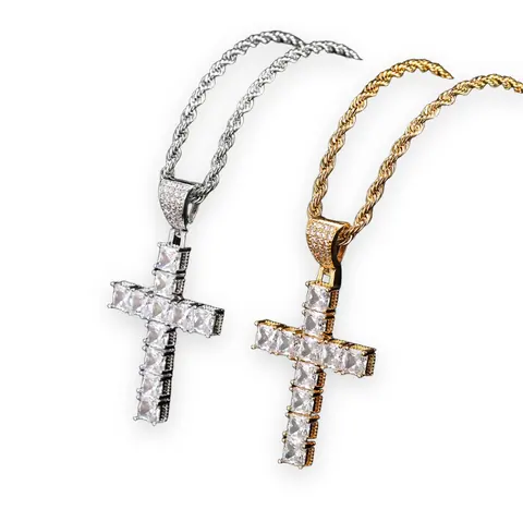 Princess-Cut Stone Cross