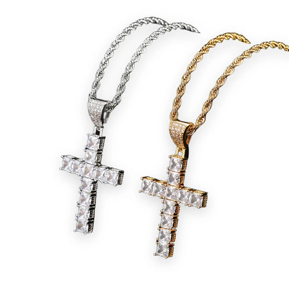Princess-Cut Stone Cross