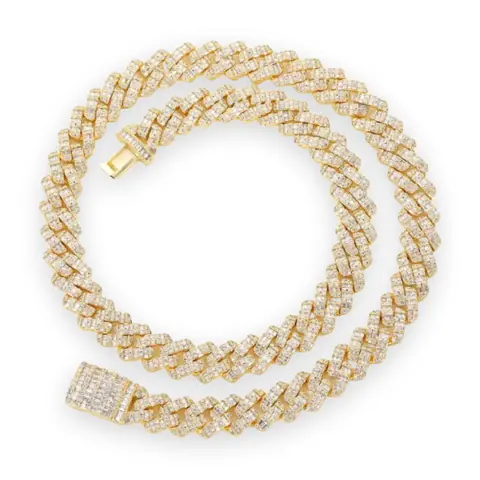 Prong-Edge Iced Cuban Chain
