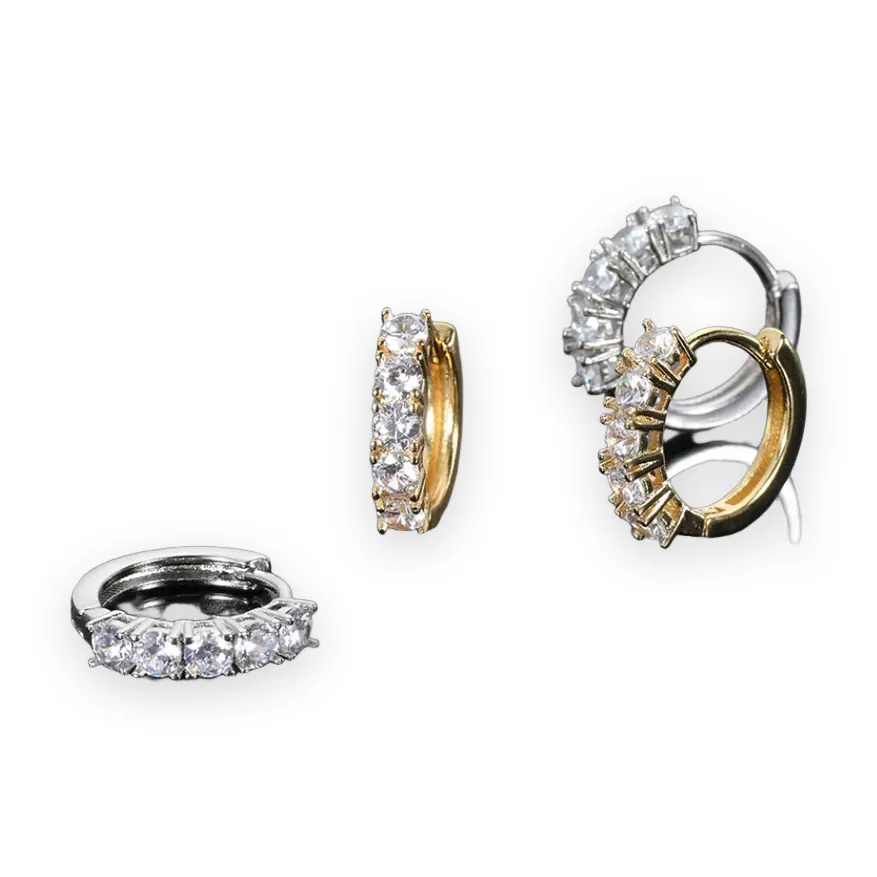 Prong Stone Huggie Hoop Earrings