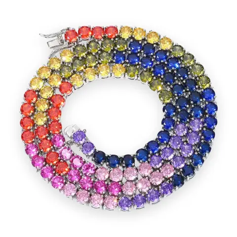 Rainbow Round Tennis Chain