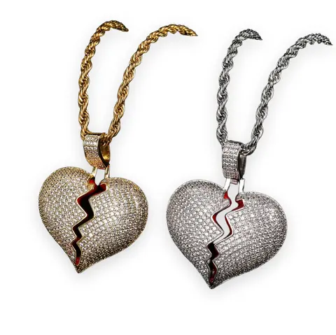 Red Crack Broken Heart Pendant