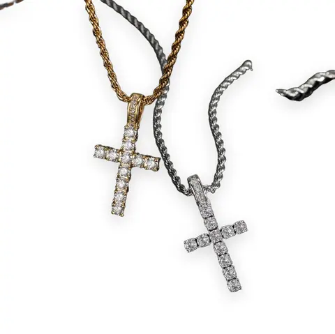 Slim Round Stone Cross
