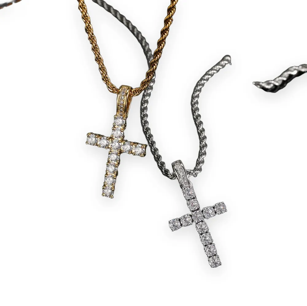Slim Round Stone Cross