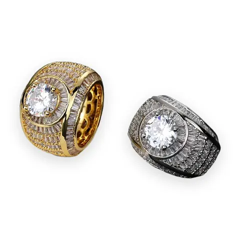 Solitaire Baguette Halo Ring