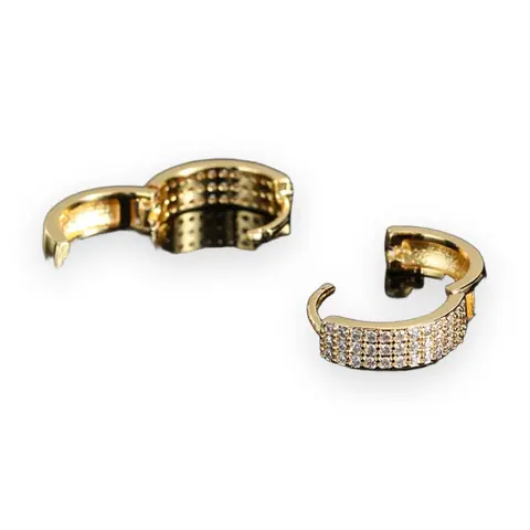 Three-Row Pave Huggie Earrings