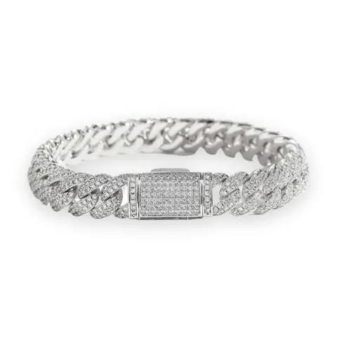 Wide-Clasp Iced Cuban Chain / Bracelet